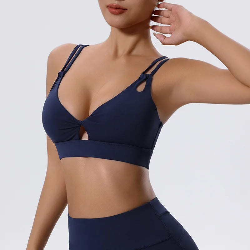Women's High Impact Push-Up Sports Bra – Open Back Gym Crop Top