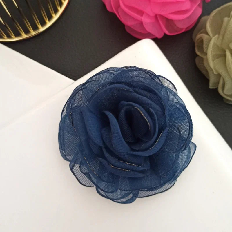 Elegant Fabric Silk Flower Brooch - Purple