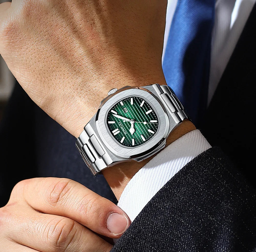 Men's Sports Watch - Square Dial Waterproof with Luminous Date Display