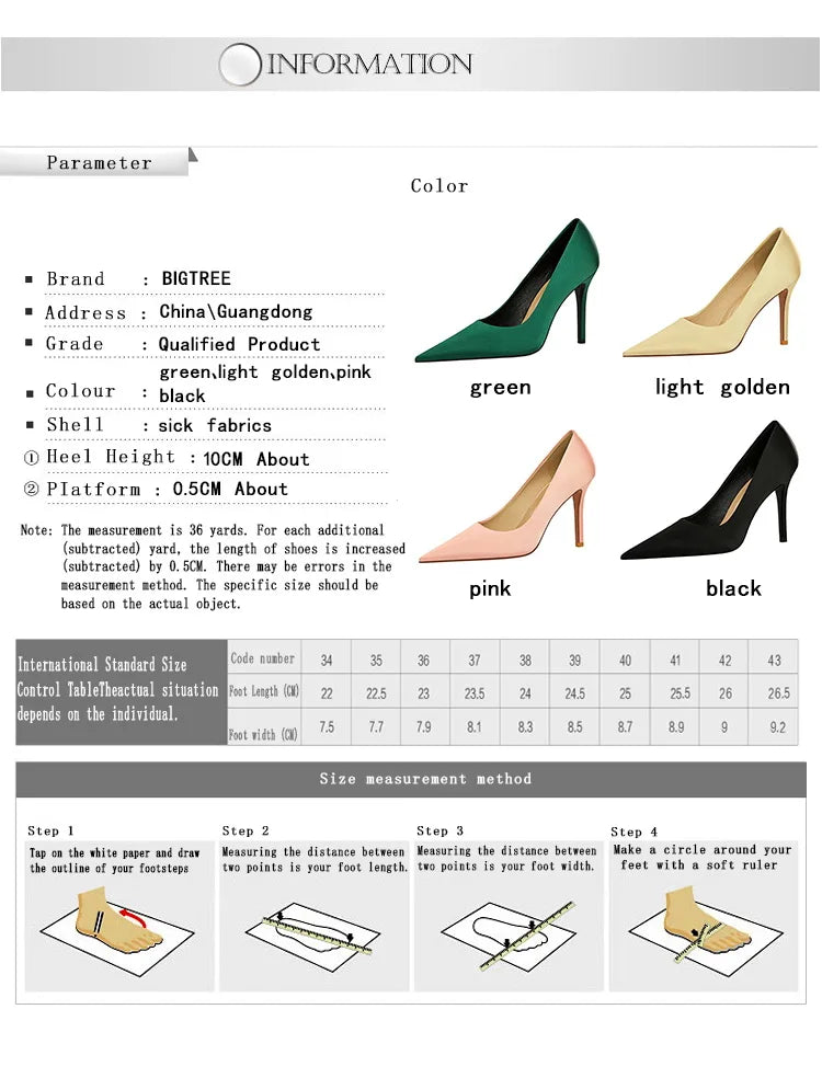 Silk Stiletto Pumps - Spring High Heels Plus Size Available