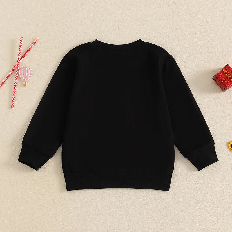 1-6Y Toddler Kids Boys Girls New Year Sweatshirt - Long Sleeve Crew Neck Letter Embroidery Pullover Top