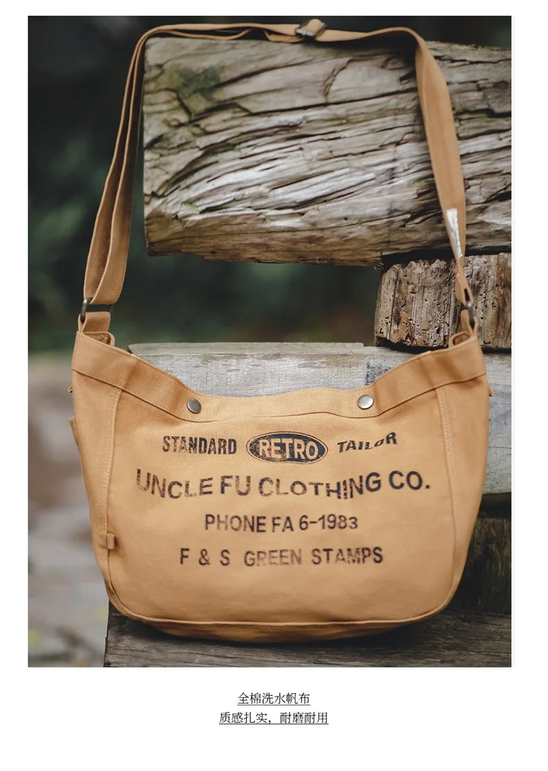 Retro Canvas Messenger Bag - Large Capacity Crossbody Tote