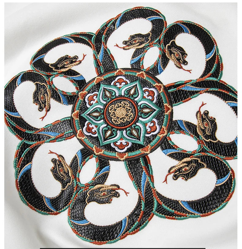Snake Embroidery Crew Neck Sweater