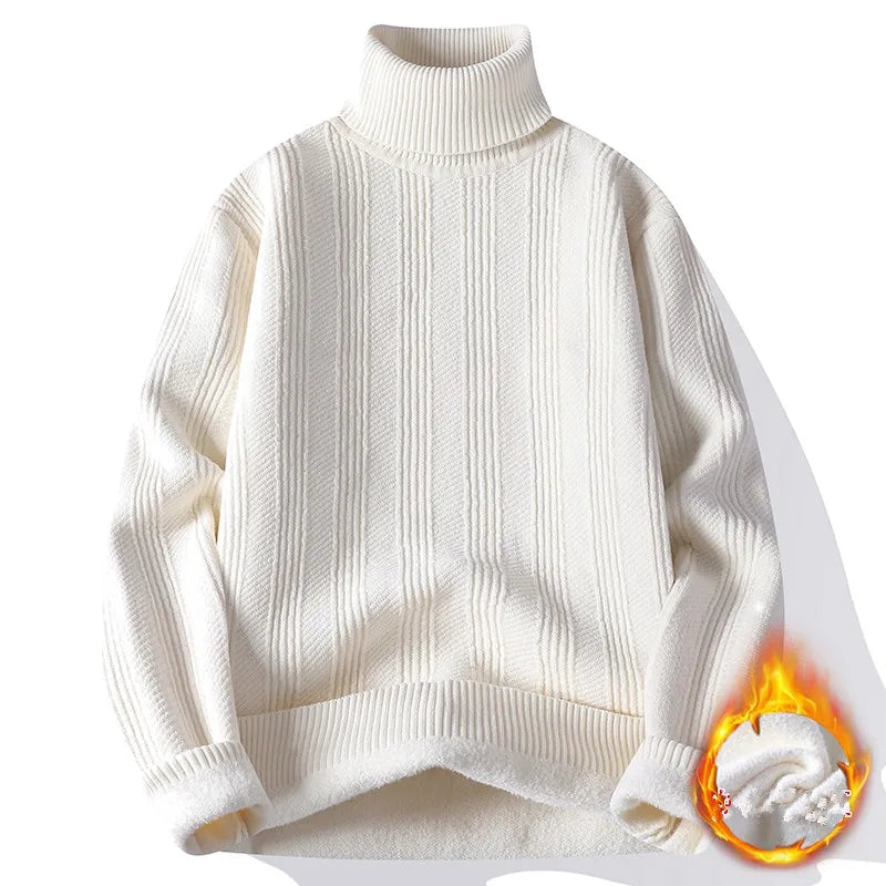 Fleece Turtleneck Thick Warm Knit Pullover