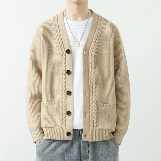 Men's Knit Cardigan Sweater - Slim Fit V-Neck Sweatercoat Outerwear