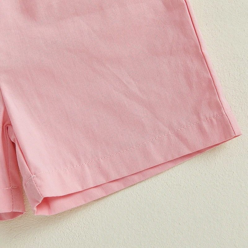 0-4Y Kids Girls Boys Clothes Sets Flag/Car Embroidery Short Sleeves T-Shirt and Elastic Shorts
