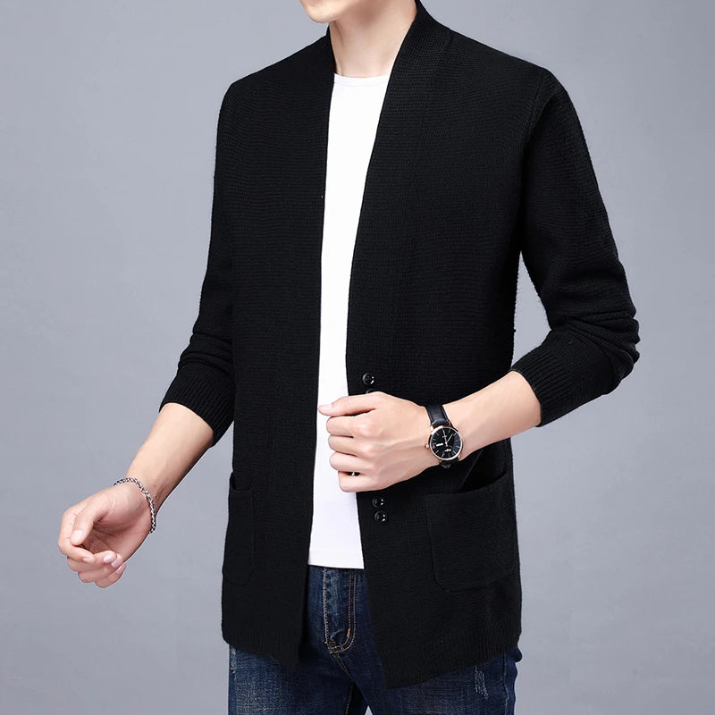 Men's  V Neck Casual Knit Cardigan Sweater