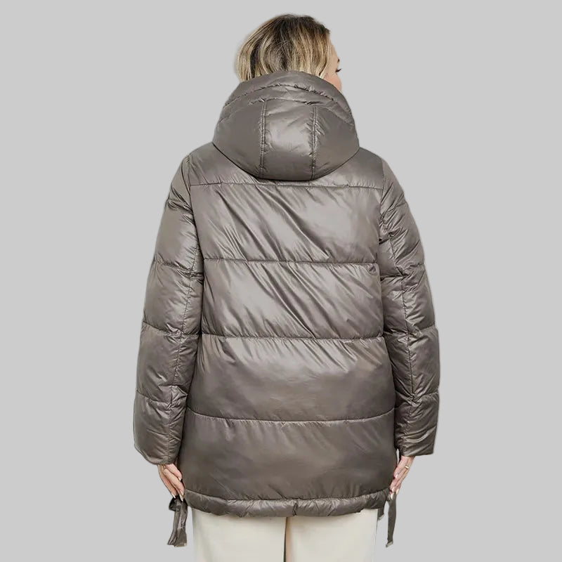 Women's Quilted Winter Parka - Plus Size Hooded Down Jacket