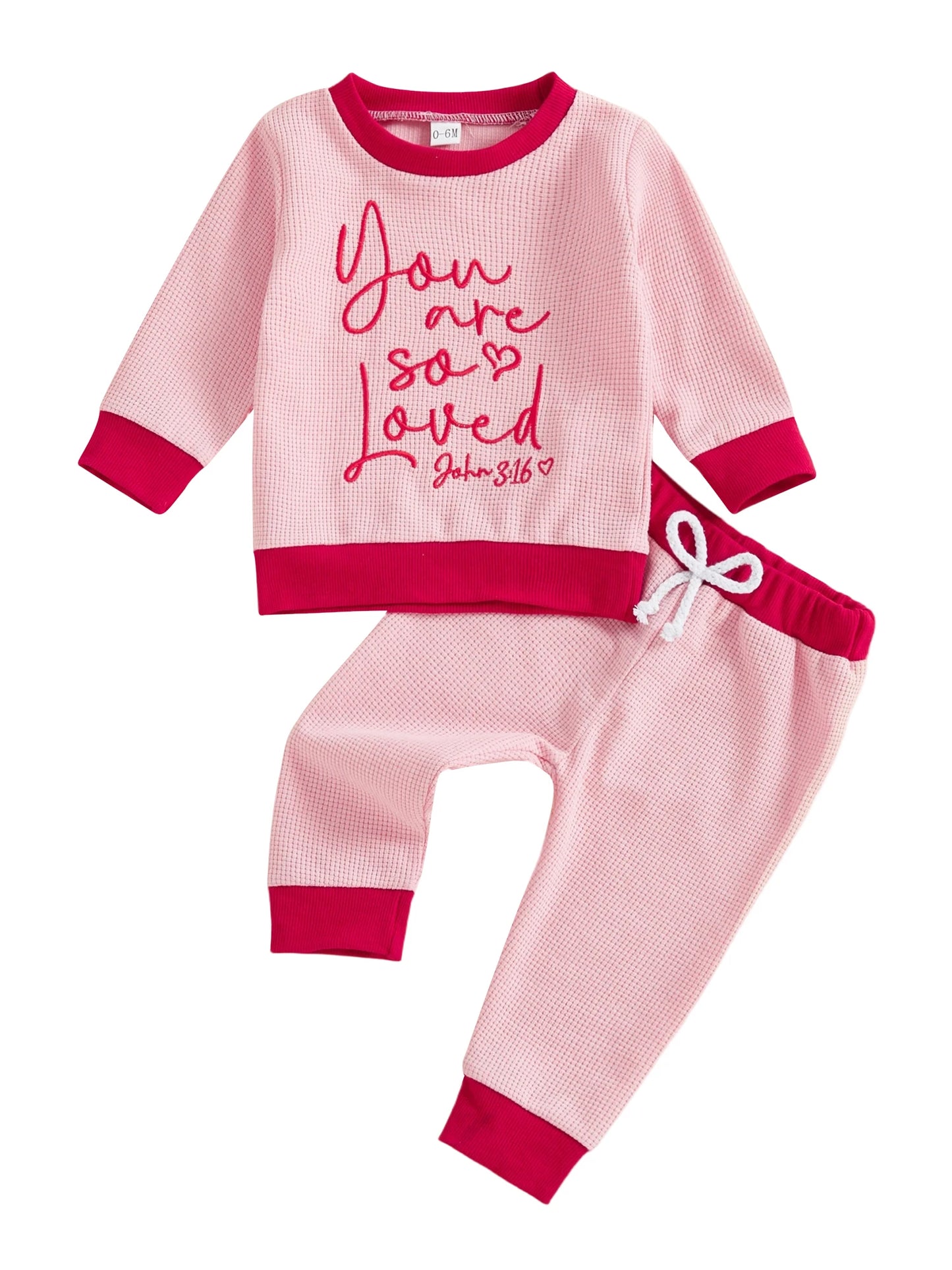 Toddler Girls Valentine's Day 2-Piece Outfit - Heart Letter Sweatshirt & Pants