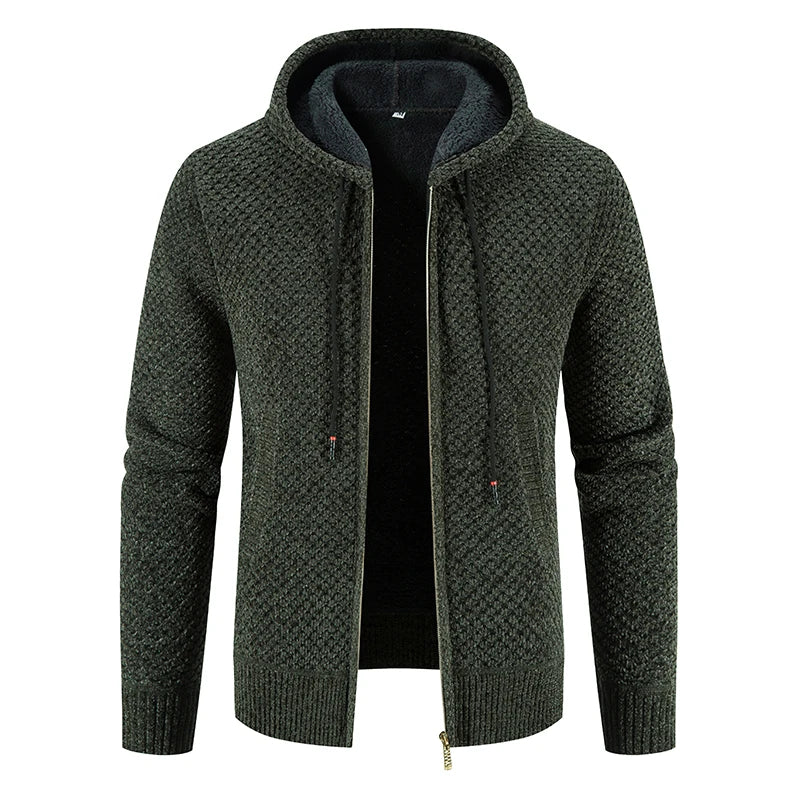 Men's Hooded Zip Cardigan Sweater - Thick Warm Winter Coat