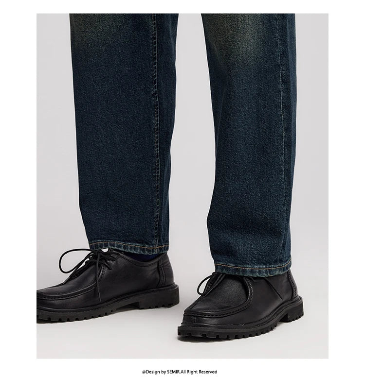 Vintage Loose Fit Jacquard Straight Leg Jeans - Men's Fashion Denim