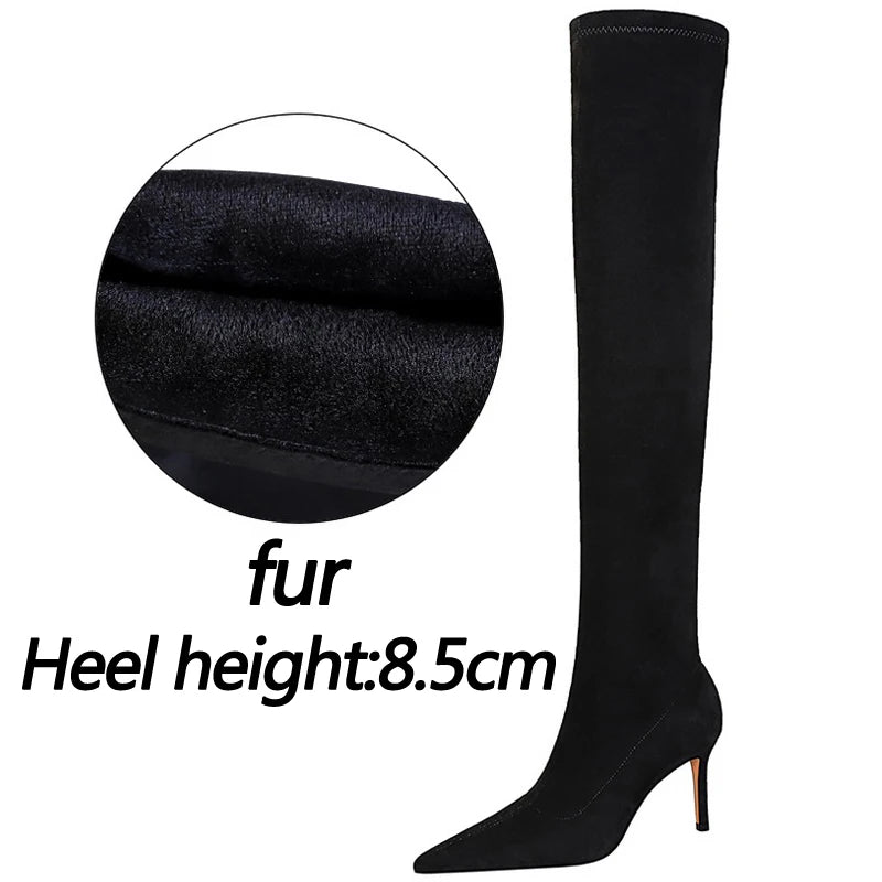 Women's Over-the-knee 8.5 Cm High Heel Plush Suede Long Boots