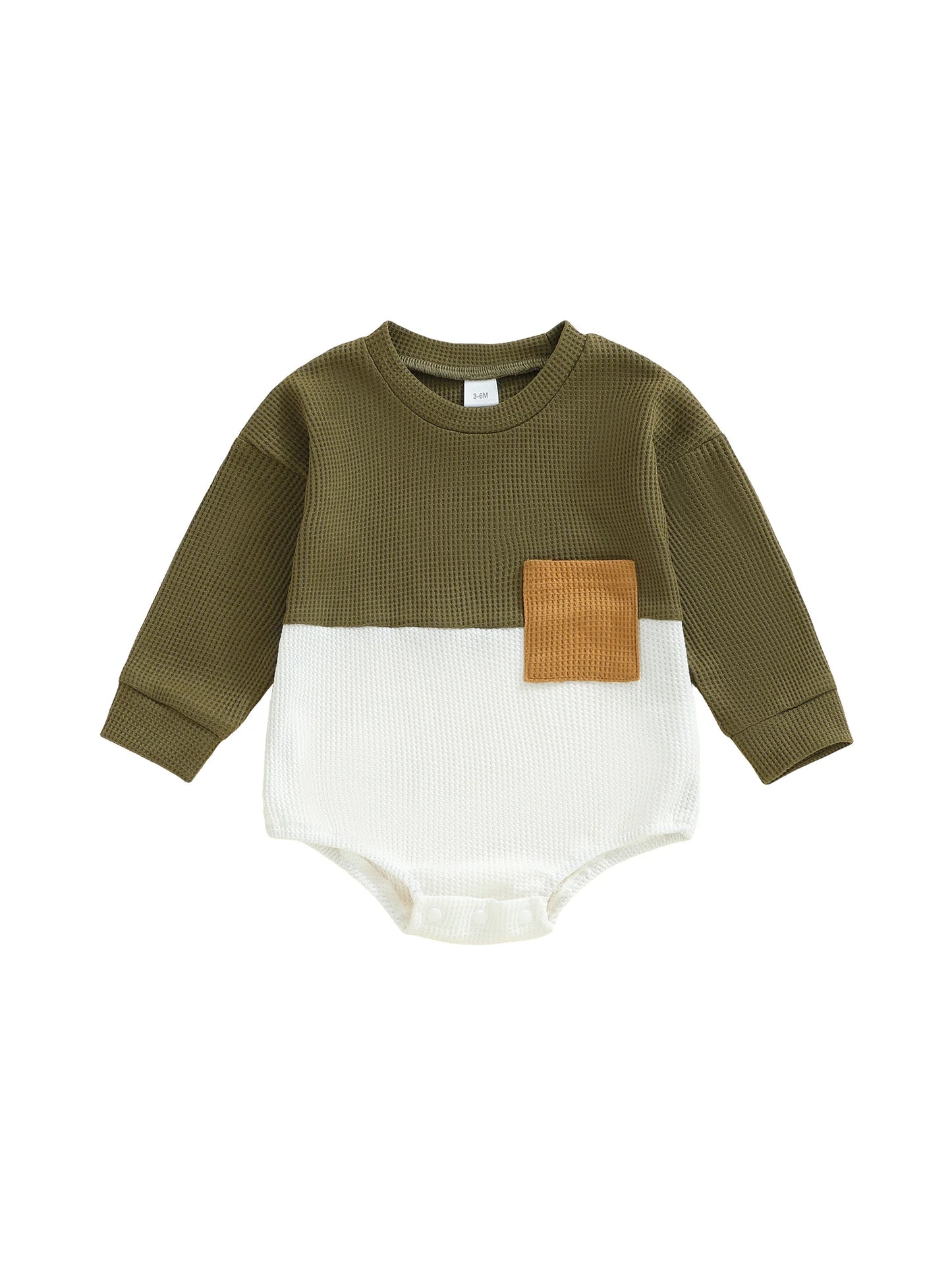 Baby Boys Bubble Romper - Contrast Color Long Sleeve Jumpsuit for Autumn Winter (0-18M)