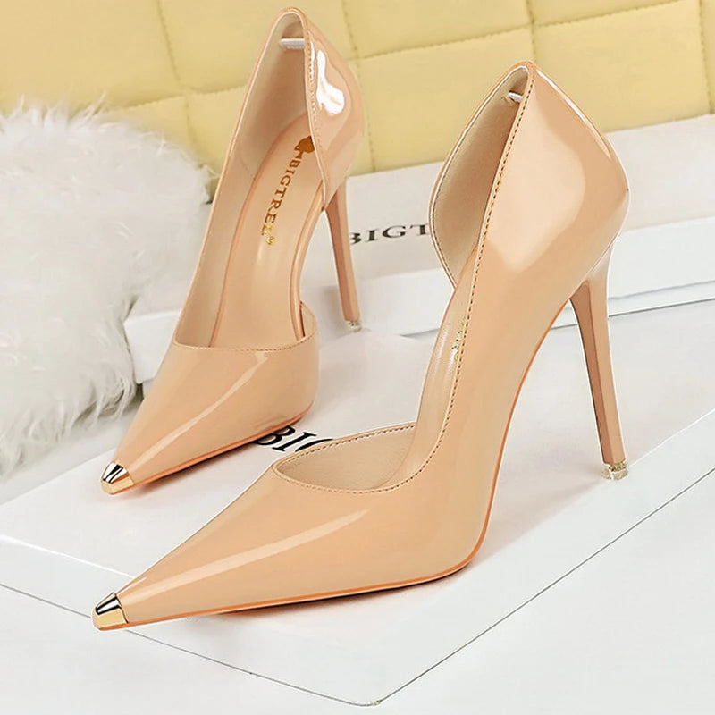 Patent Leather Metal Tip Pumps - Available in 7cm and 10.5cm Heel Heights