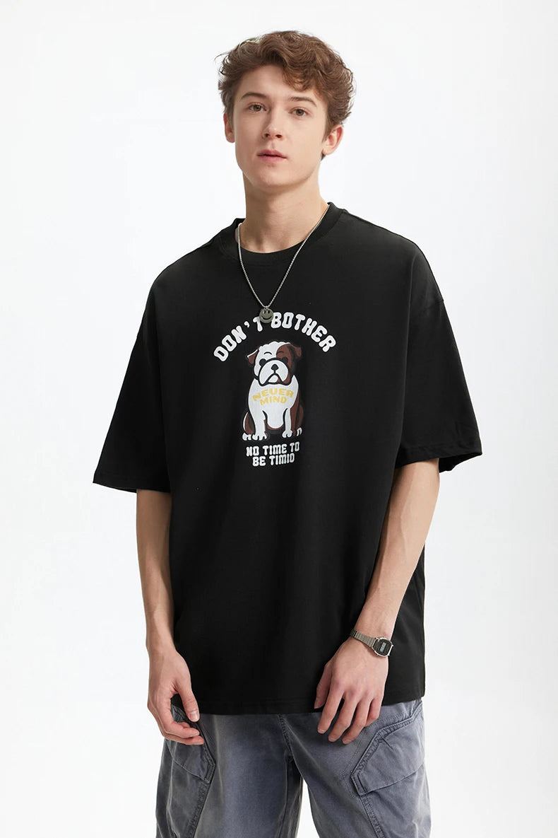Men's French Bulldog Fun American Vintage 100% Cotton Heavyweight Casual Short Sleeve T-Shirt