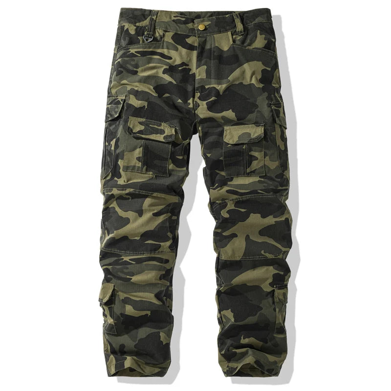 Men's Camouflage Cargo Pants - Military Style Multi-Pocket Joggers