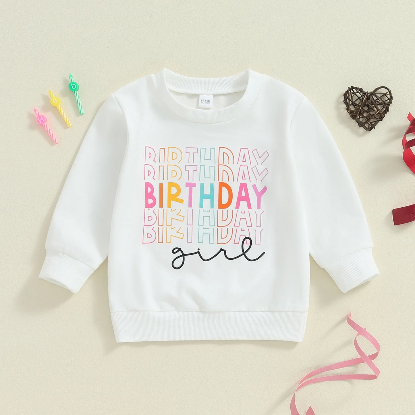 Kids Girls Birthday Sweatshirt with Letter Print (2-6Y)