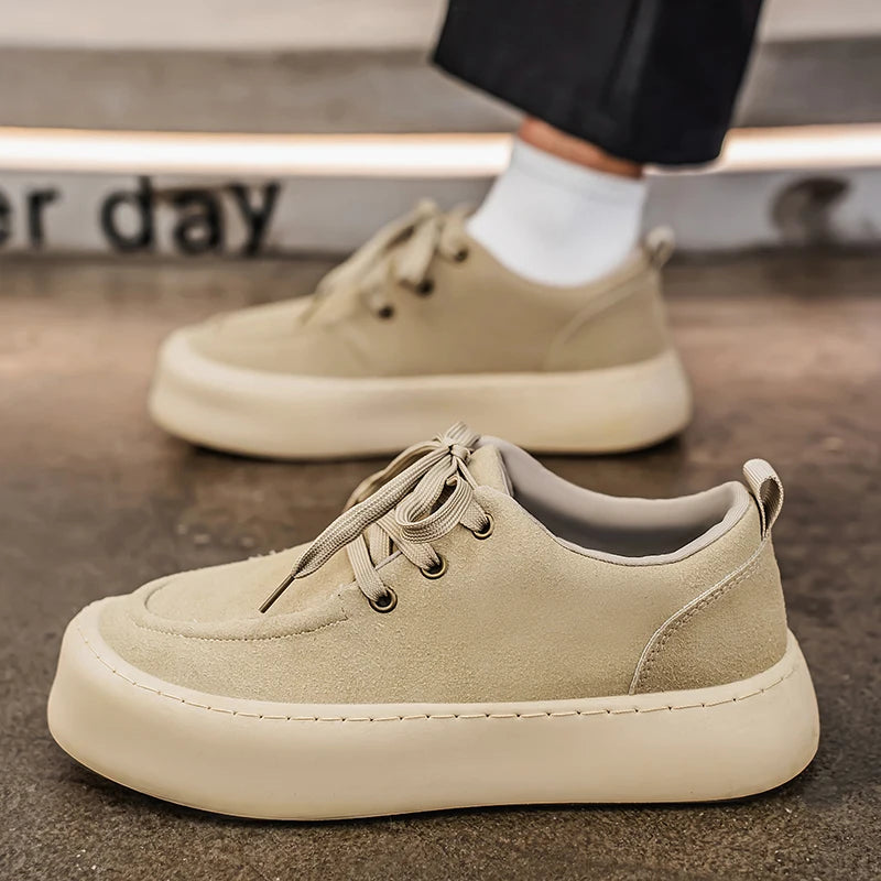 Men's Platform Suede Shoes Lace Up Shoes