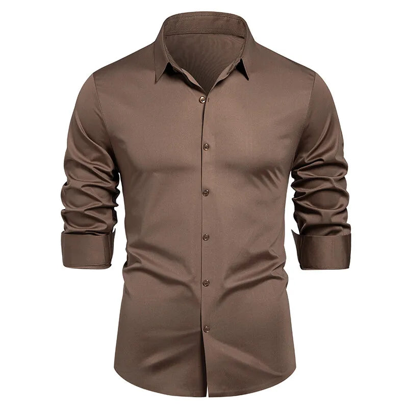 Square Collar Long Sleeve Shirt - Smart Casual Dress Shirt