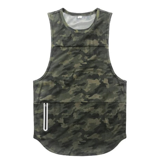 Men Running Vest Gym Sport Tank Top - Camouflage Fitness T-shirt Mesh Quick-drying Workout Top
