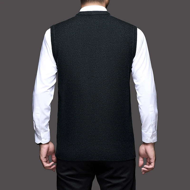Autumn Winter Argyle V-Neck Knit Vest - Smart Casual Sleeveless Pullover