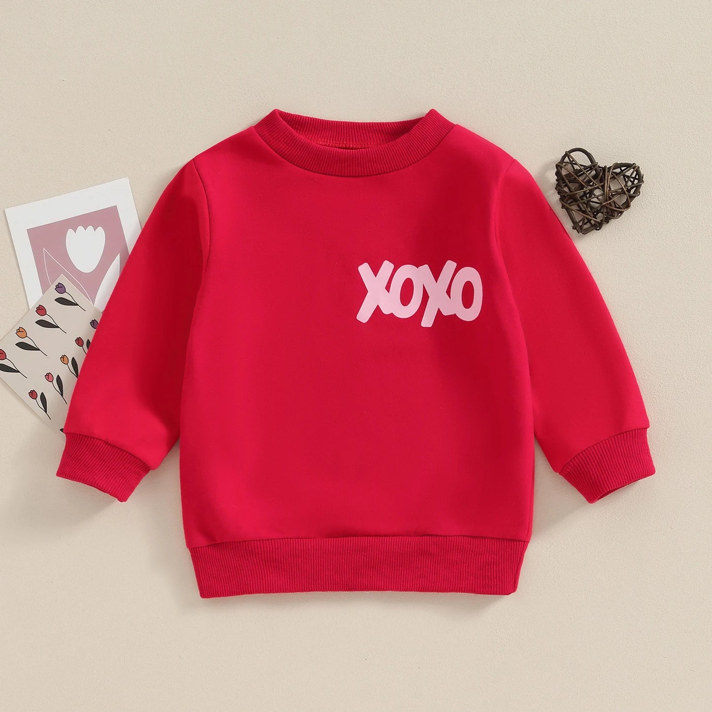 Kids Boys Valentine's Day Sweatshirt - Letter Print Long Sleeve Pullover