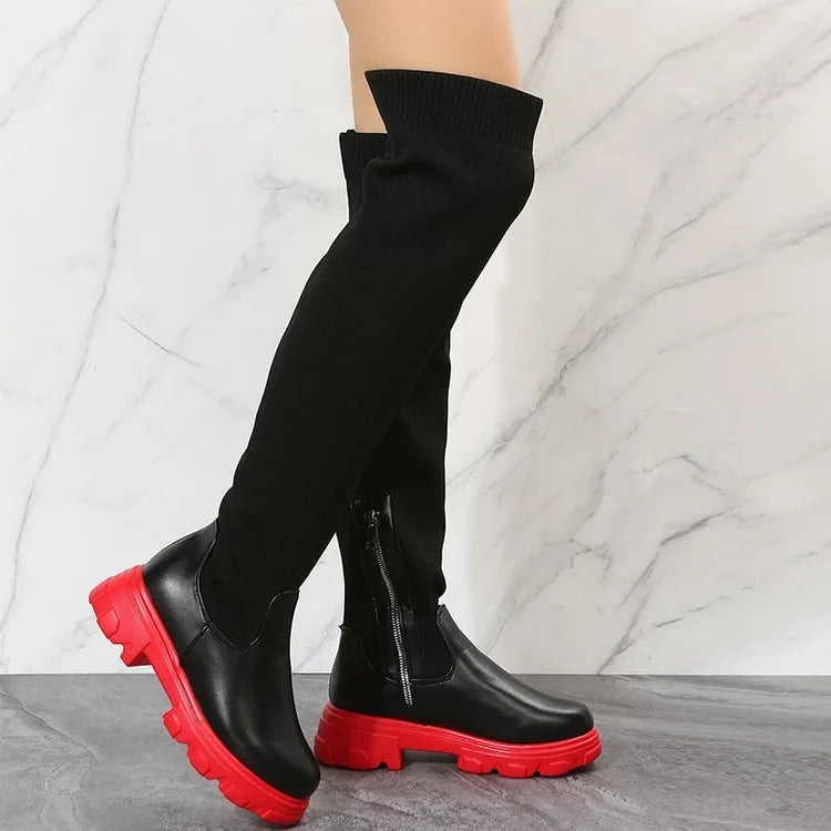 Women's Over The Knee Platform Splicing Long Boots