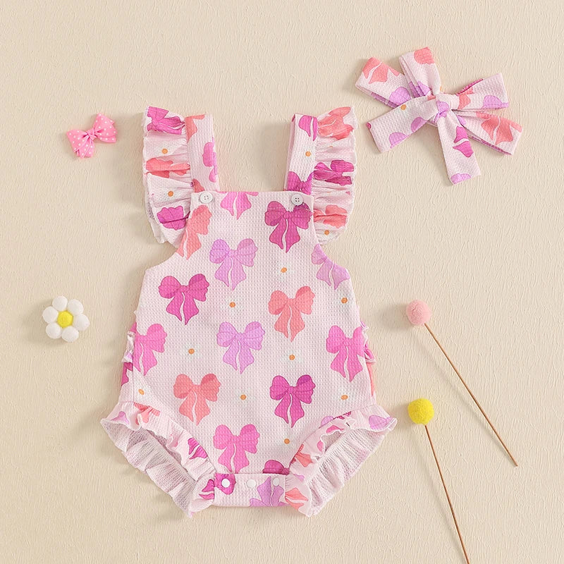 Lovely Baby Girls Romper Set with Headband (0-18M)