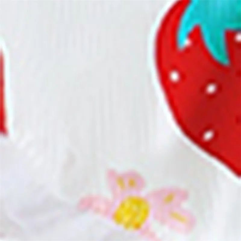 2pcs Valentines Days Baby Girls Romper Dress 0-18M Ruffles Sleeveless Strawberry Print Lace Tulle Jumpsuits Hairband