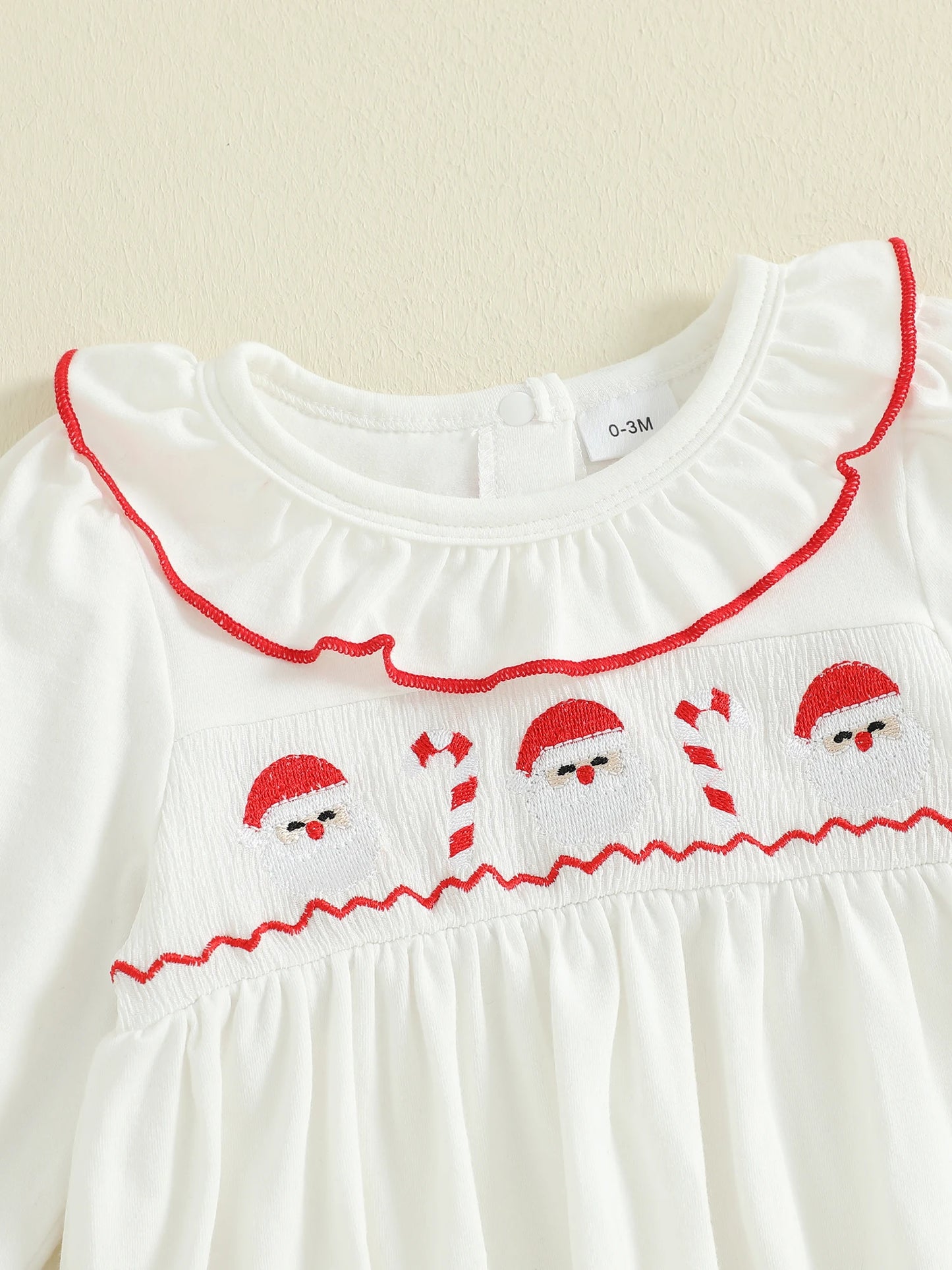 Newborn Baby Christmas Romper - Embroidery Long Sleeve Autumn Winter Set (0-3M)