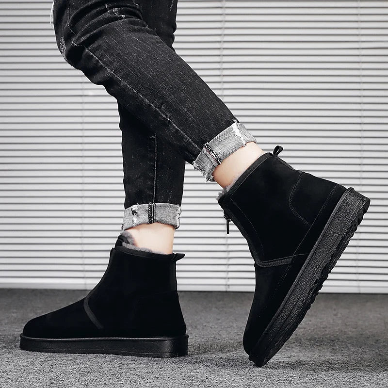 Men's Winter Snow Boots - Waterproof Fur-Lined Chelsea Boots