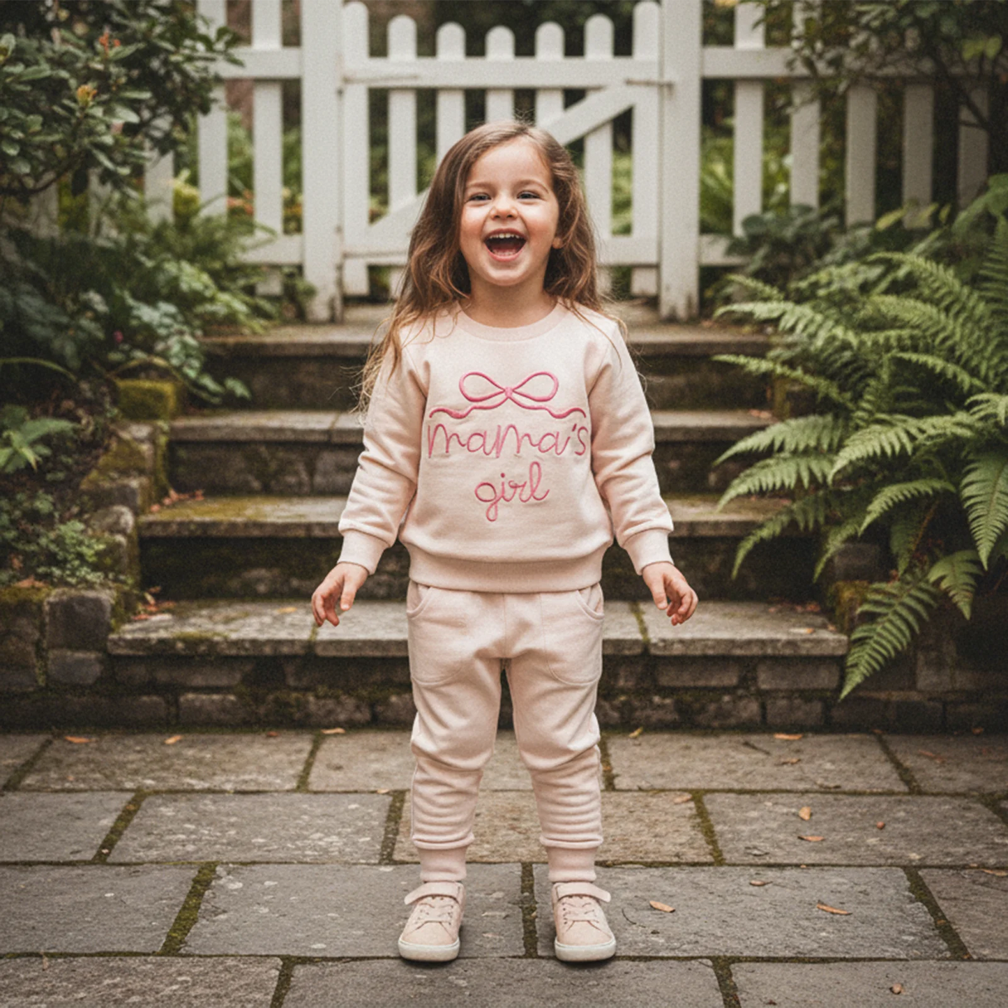 Toddler Baby Girls Outfit Set - Bow Letter Embroidered Sweatshirt & Pants 0-3Y