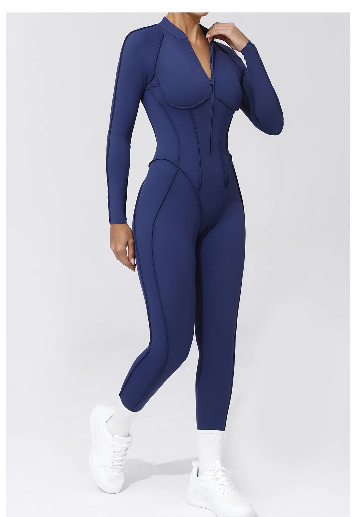 Nylon Jumpsuit - Yoga Fitness Bodysuit with Zipper