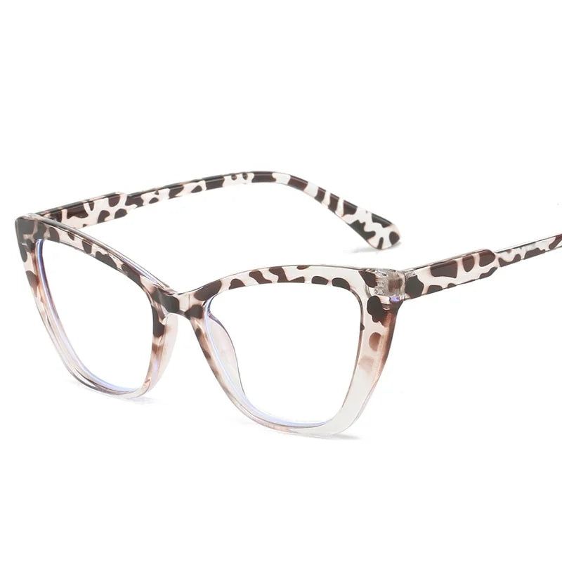 Women's Cat Eye Anti-Blue Light Glasses - Retro Flat Lens Prescription Compatible