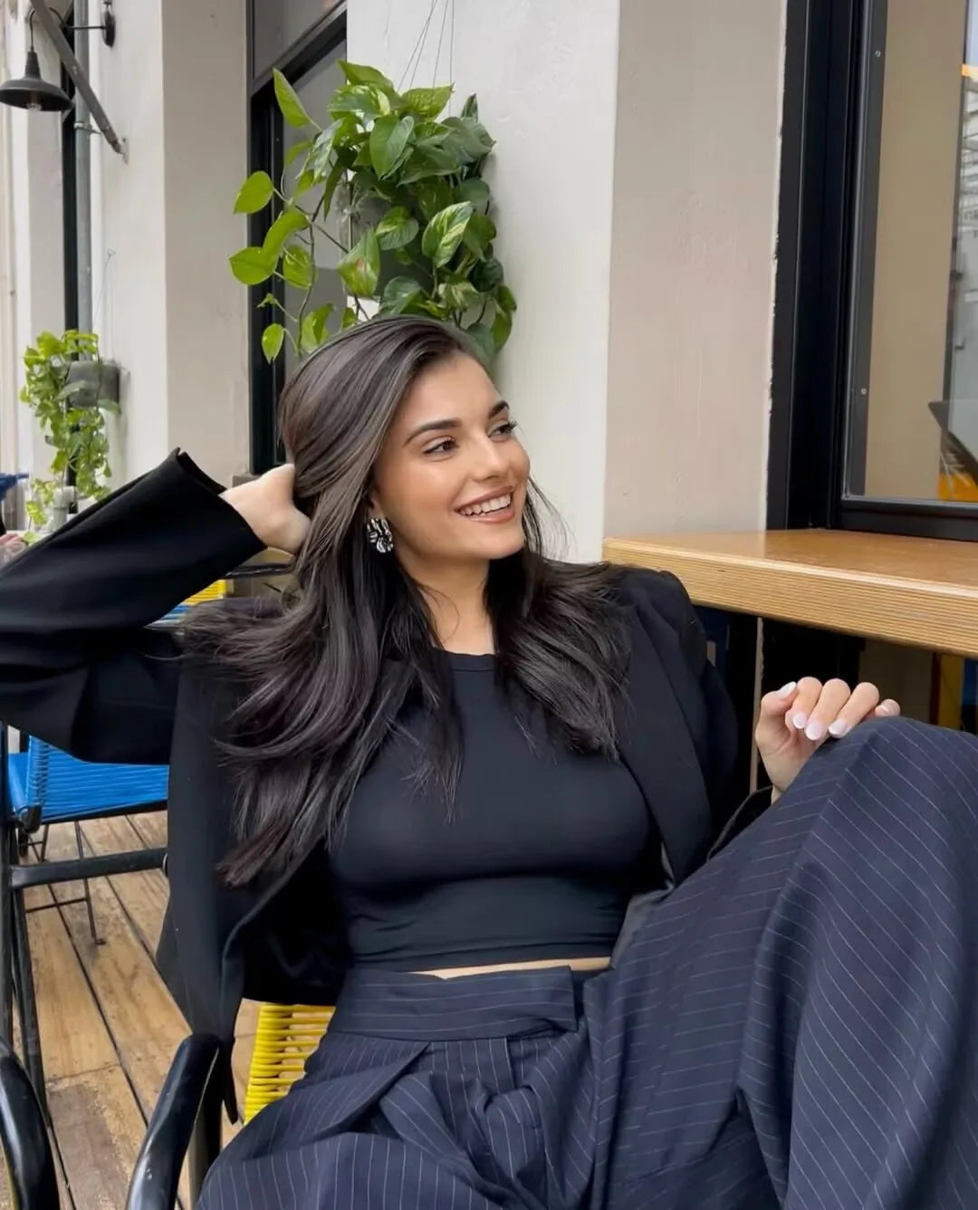 Vintage Striped Pleated Wide Leg Pants - High Waist Office Casual Trousers