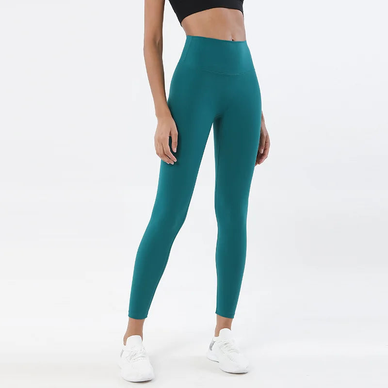 High Waist Nylon Yoga Leggings - Breathable Fitness Tights