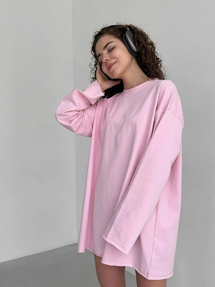 Women's 100% Cotton Bottoming Long Sleeve Loose T-Shirt