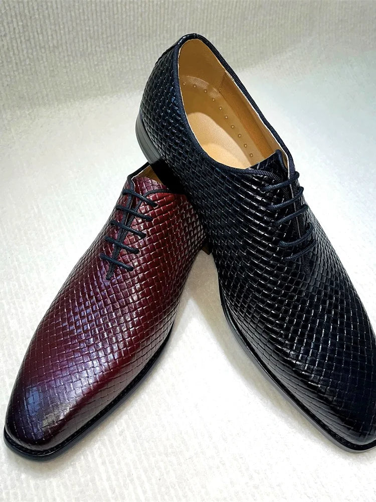 Handmade Pointed Toe Lace-Up Leather Oxford Dress Shoes