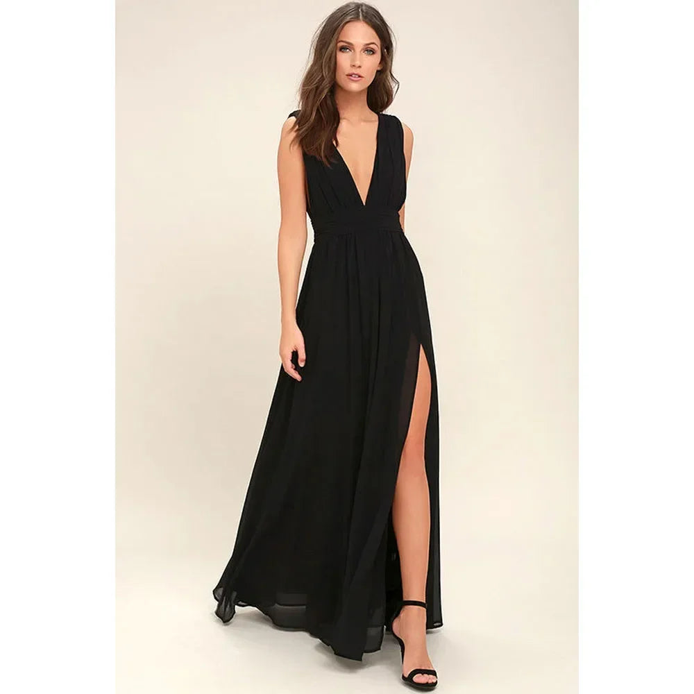 Women Backless Mesh Long  maxi Summer Dress