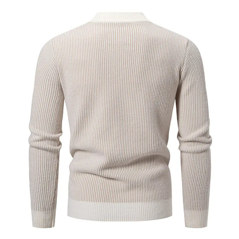 Men's Mock Neck Knit Pullover - Autumn Winter Warm Sweater
