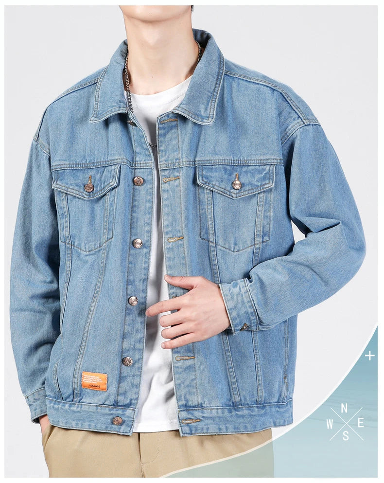 Men's Denim Retro Classic Lapel Slim  Jacket