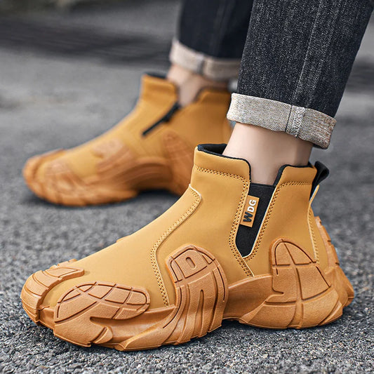 Men's Casual High Top Platform Skateboard Slip On Ankle Comfortable Vulcanized Sneakers