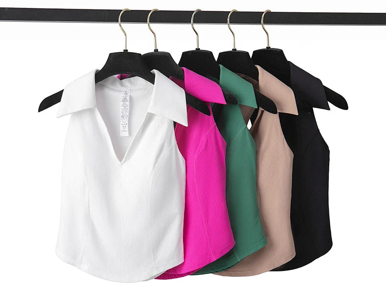 Women's Sleeveless Fitness Yoga Summer Slim Fit V-Neckline Gym Running Top Breathable Quick Dry Sportswear Workout Top