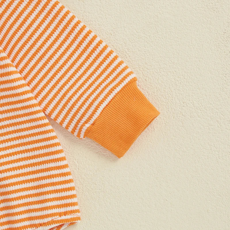 Baby Easter Romper - Stripe Rabbit Carrot Embroidery Long Sleeve Bodysuit