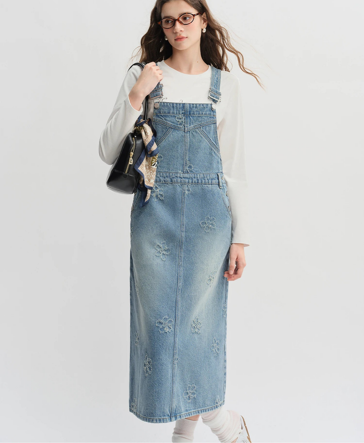 Women's Fringed Denim Jacket & Suspender Skirt Set