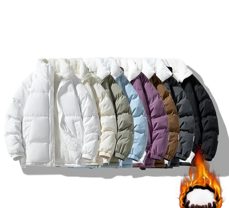 Men's Slim Fit Thickened Padded Jacket | Fur-Lined | Stand Collar | Bungee Hem | 8 Colours | S–XXXL
