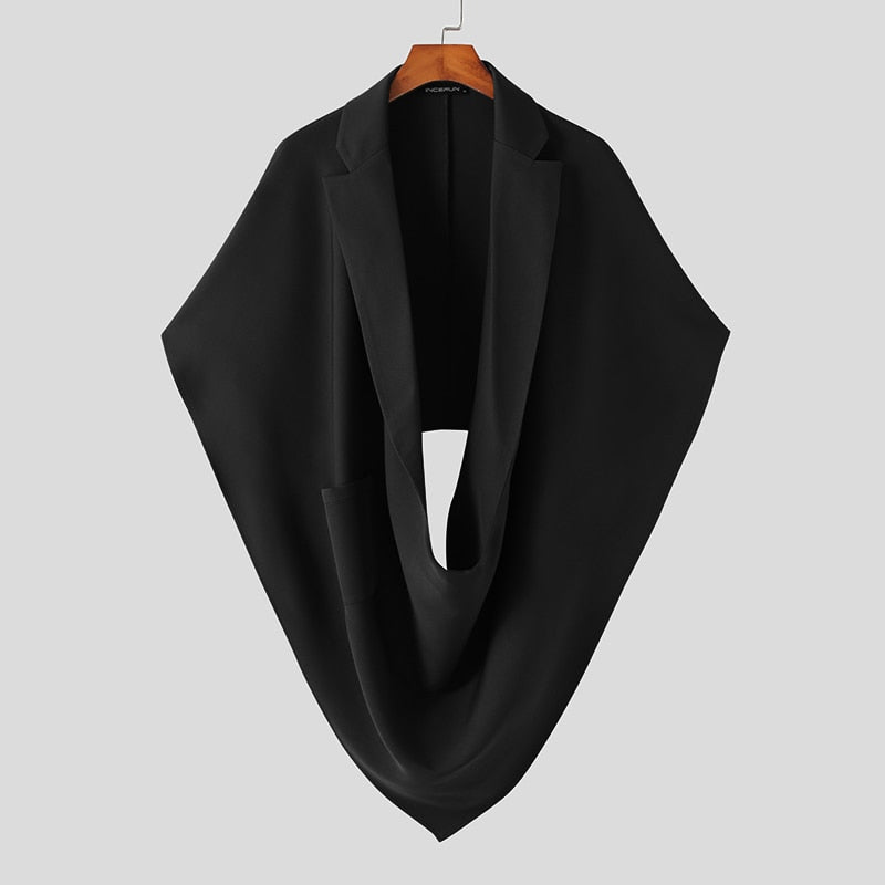 Men's Lapel Sleeveless Irregular Loose Cloak S-5XL