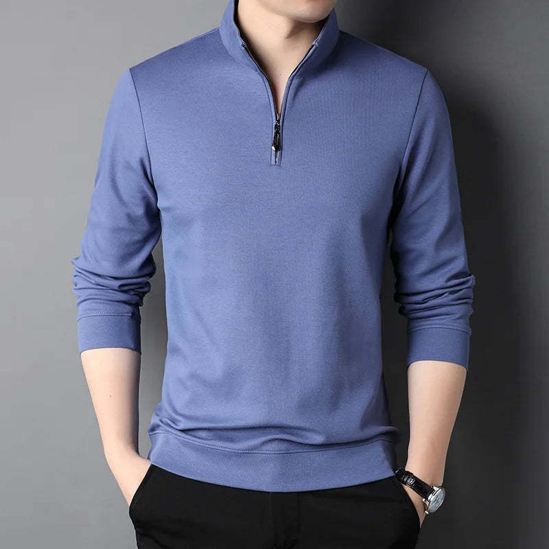 Men's  Slim Fit Half Zipper Solid Colour Sweatshirt