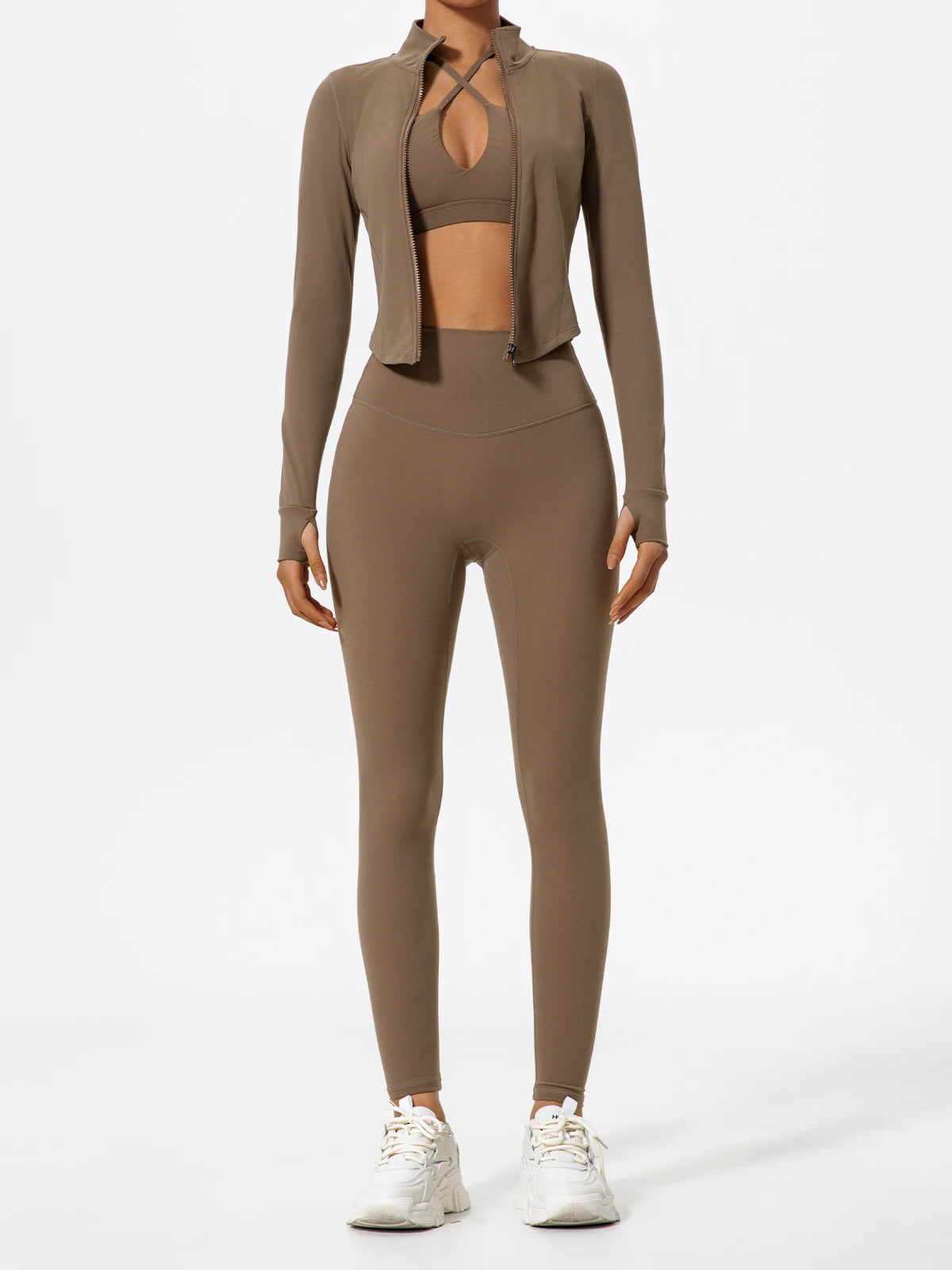 Ultra-Soft 2-Piece Gym Set - Long Sleeve Jacket & High Waist Leggings