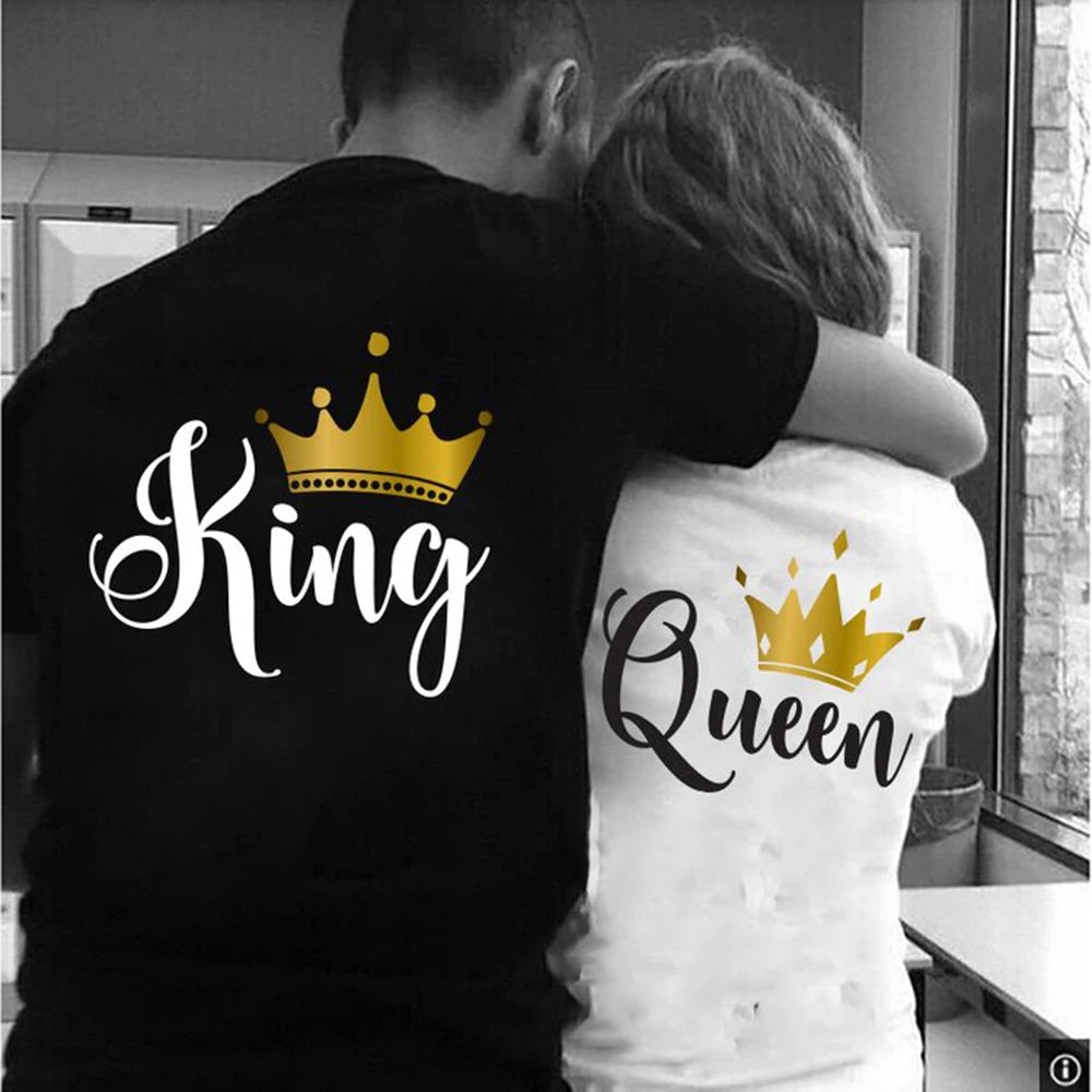 "Queen King" Printed Hoodie and 100% cotton plus size short sleeved T-shirt